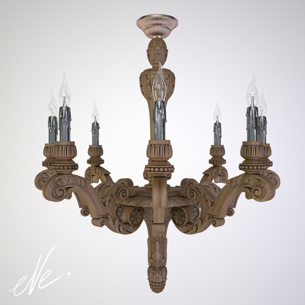 restoration french baroque wood 3d max - French Baroque Wood Chandelier Large... by eve.happy